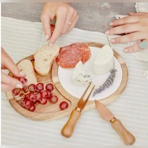 Twine Living Co. Gourmet‎ Wood & Ceramic Cheese Board Gift Set